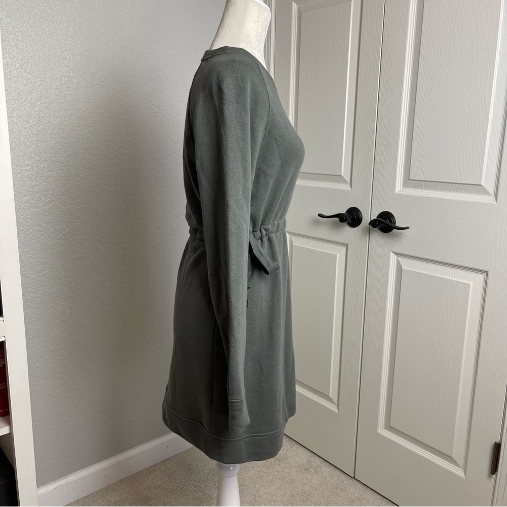 Athleta Cinch Sweatshirt Dress Olive Green/Gray XS - Picture 7 of 11